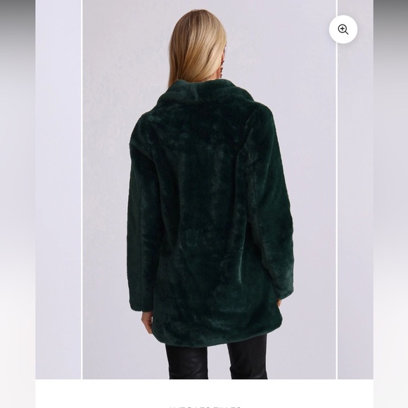 Avec Les Filles Faux Fur Emerald Green Shawl Collar Coat - Picture 3 of 11